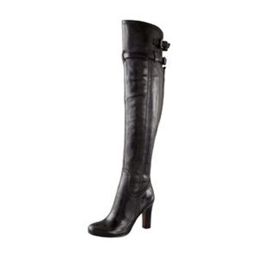 NWOT SAM EDELMAN Black Leather Sutton Over the Knee Heeled Boots Size 6.5M